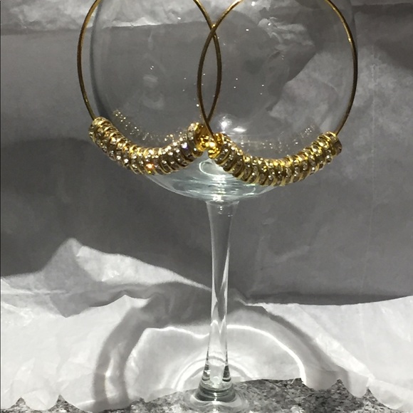 Vintage Gold Hoops with Pave Beads Barami - Picture 2 of 7